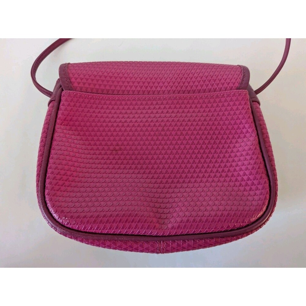Vintage 1980's Liz Claiborne Fuchsia Pink Geometric Textured Crossbody Bag 1983 - Picture 13 of 14